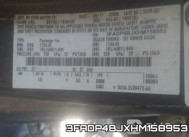 3FADP4BJXHM158953 фото 10