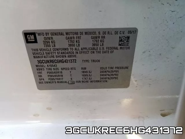 3GCUKREC6HG431372 фото 2