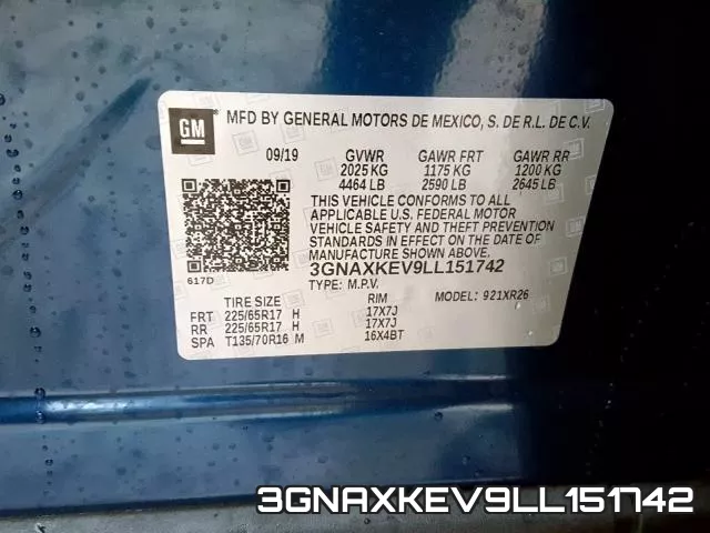 3GNAXKEV9LL151742 фото 2