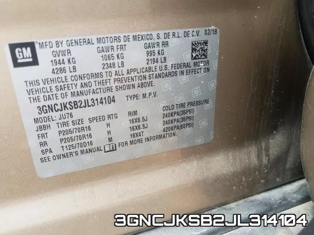 3GNCJKSB2JL314104 фото 2