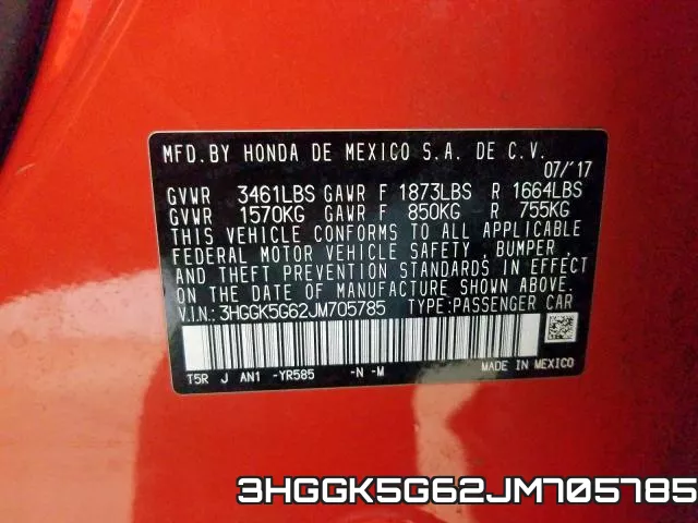 3HGGK5G62JM705785 фото 2
