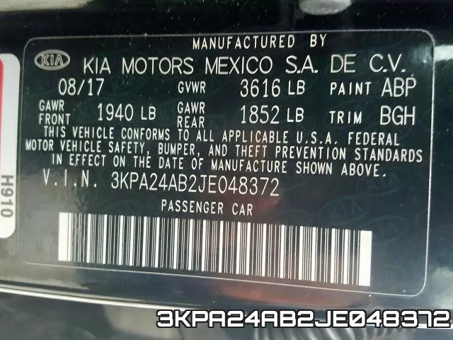 3KPA24AB2JE048372 фото 2