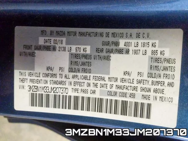 3MZBN1M33JM207370 фото 2