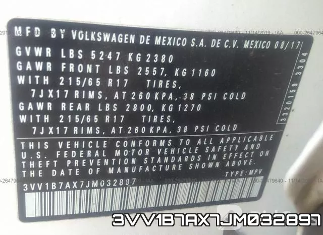 3VV1B7AX7JM032897 фото 10