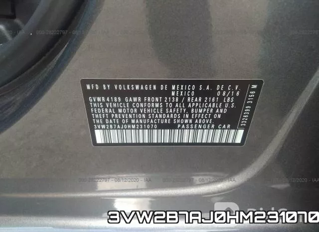 3VW2B7AJ0HM231070 фото 10