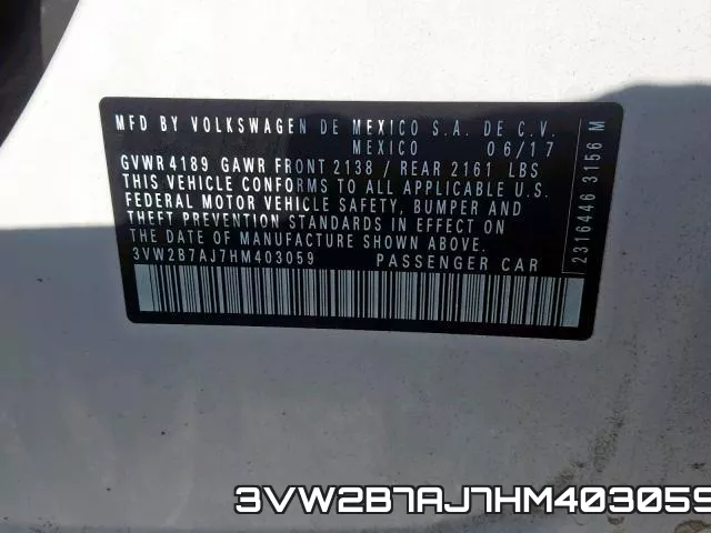 3VW2B7AJ7HM403059 фото 2