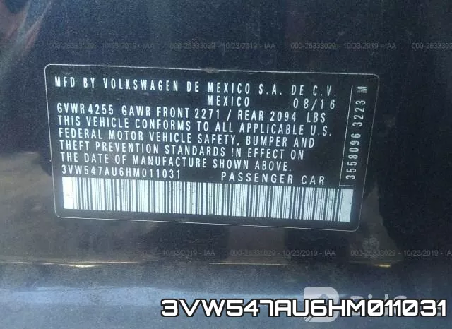 3VW547AU6HM011031 фото 10