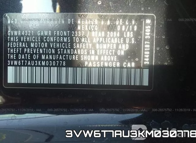 3VW6T7AU3KM030778 фото 10