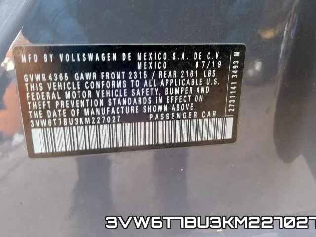 3VW6T7BU3KM227027 фото 2