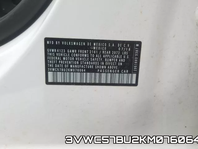 3VWC57BU2KM076064 фото 2