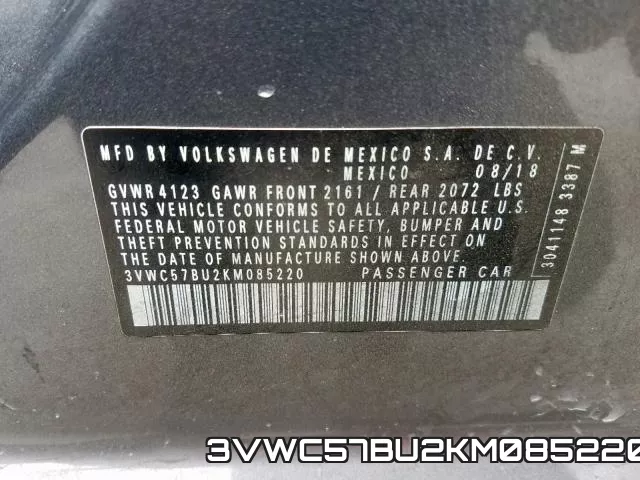 3VWC57BU2KM085220 фото 2