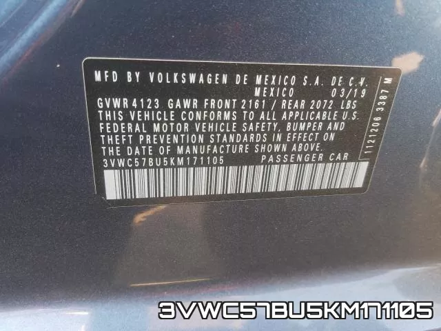 3VWC57BU5KM171105 фото 2