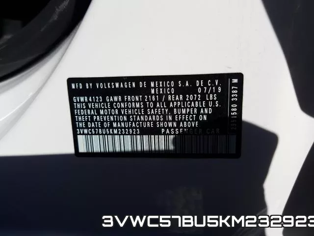 3VWC57BU5KM232923 фото 2