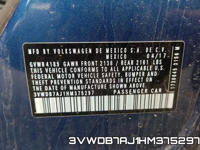 3VWDB7AJ1HM375297 фото 2