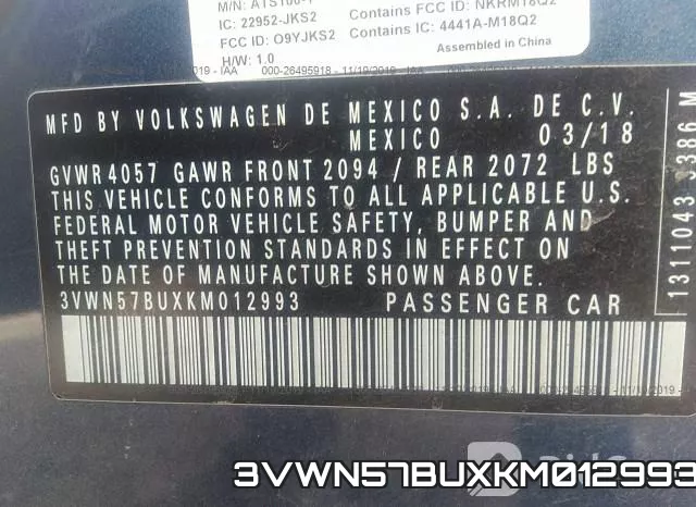 3VWN57BUXKM012993 фото 10