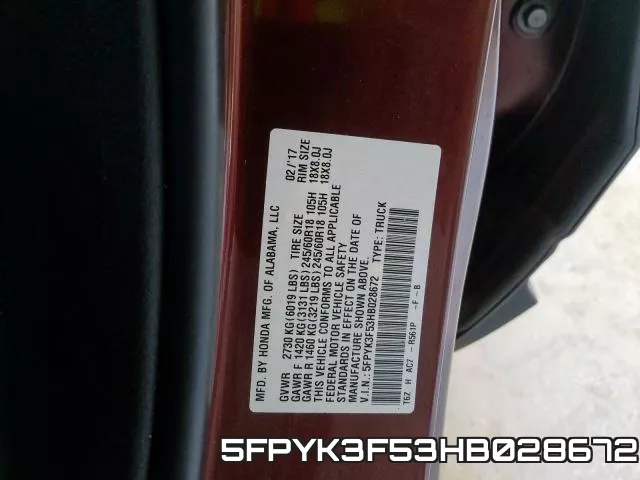 5FPYK3F53HB028672 фото 2