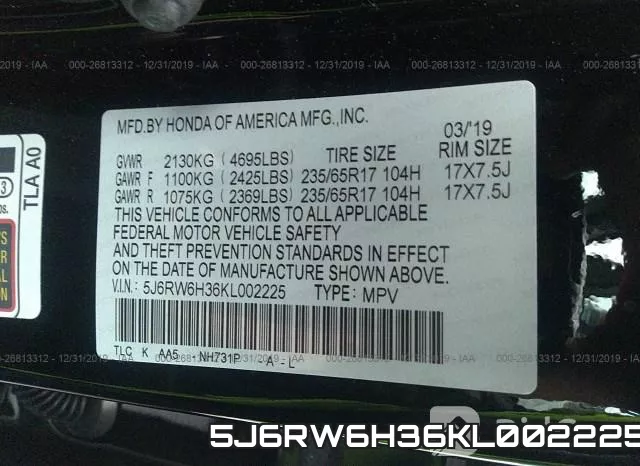 5J6RW6H36KL002225 фото 10