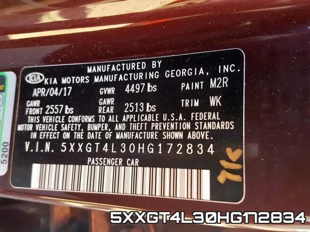 5XXGT4L30HG172834 фото 2