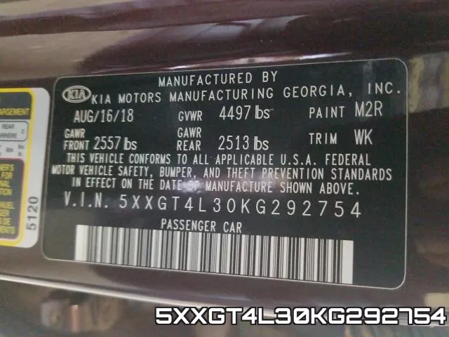 5XXGT4L30KG292754 фото 2