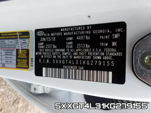5XXGT4L31KG279155 фото 2