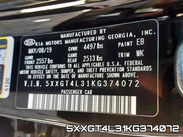 5XXGT4L31KG374072 фото 2