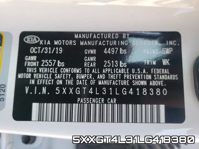 5XXGT4L31LG418380 фото 2