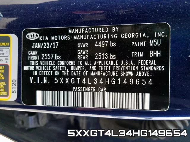 5XXGT4L34HG149654 фото 2