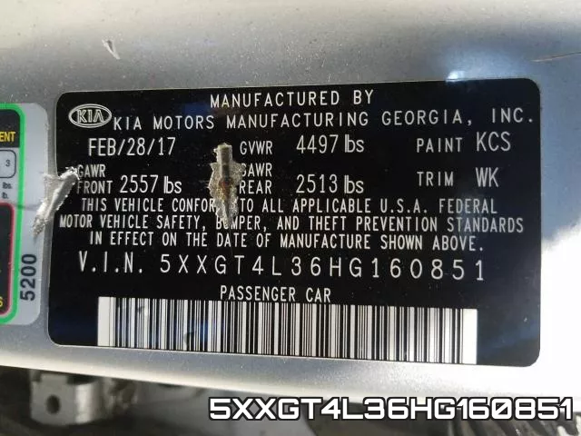 5XXGT4L36HG160851 фото 2