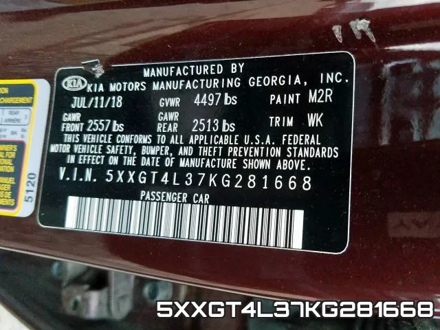 5XXGT4L37KG281668 фото 2