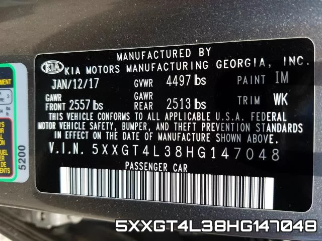 5XXGT4L38HG147048 фото 2