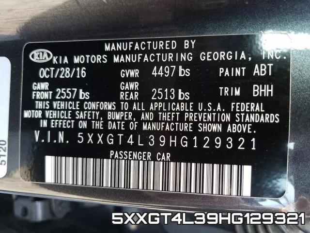5XXGT4L39HG129321 фото 2