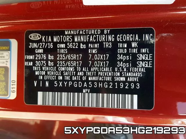 5XYPGDA53HG219293 фото 2