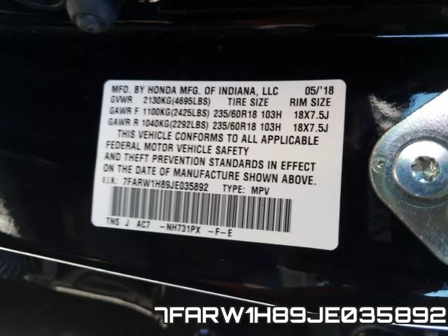 7FARW1H89JE035892 фото 2