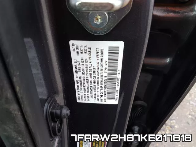 7FARW2H87KE017818 фото 2