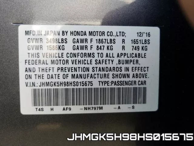 JHMGK5H98HS015675 фото 2