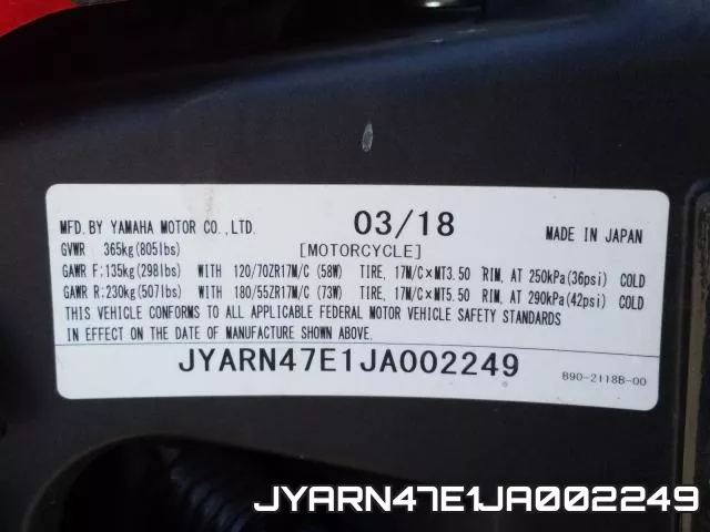 JYARN47E1JA002249 фото 2