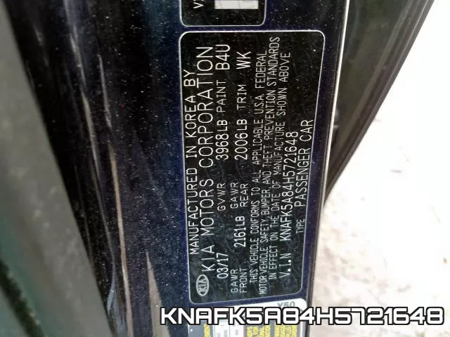 KNAFK5A84H5721648 фото 2