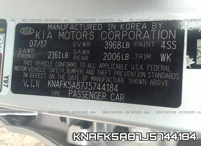 KNAFK5A87J5744184 фото 10