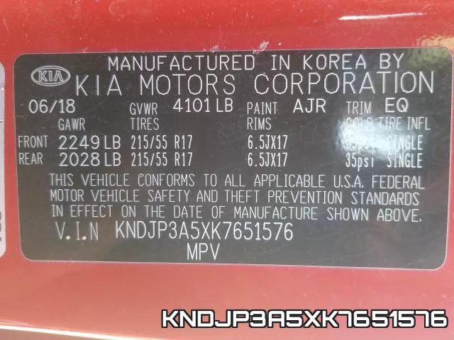 KNDJP3A5XK7651576 фото 2