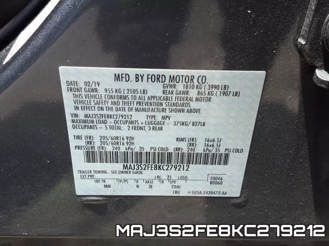 MAJ3S2FE8KC279212 фото 2