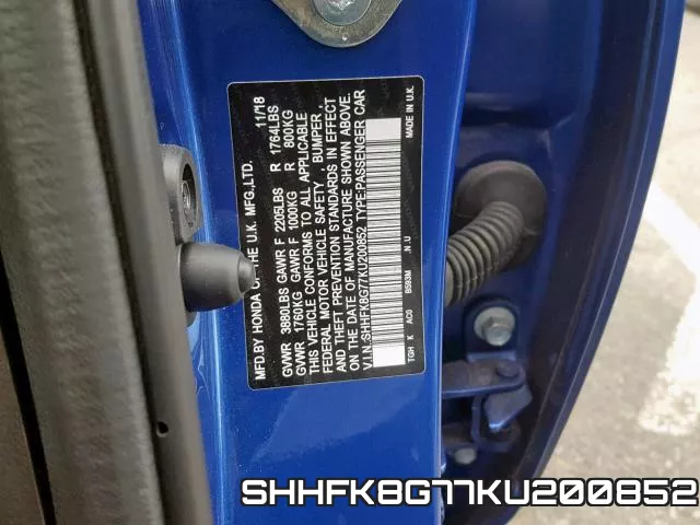 SHHFK8G77KU200852 фото 2
