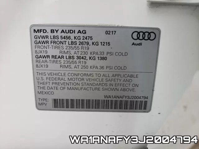 WA1ANAFY3J2004794 фото 2