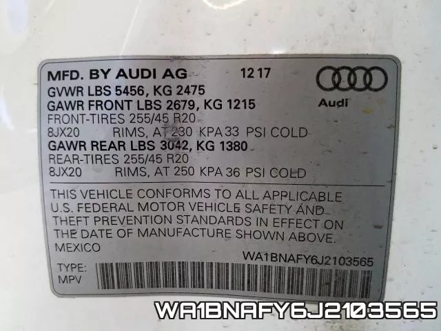 WA1BNAFY6J2103565 фото 2