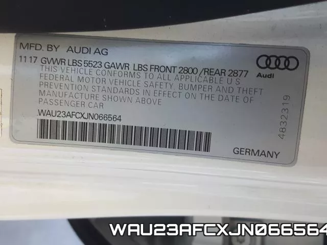 WAU23AFCXJN066564 фото 2