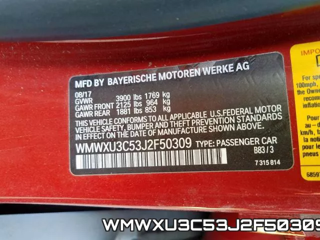 WMWXU3C53J2F50309 фото 2