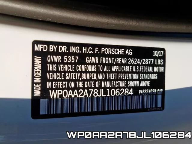 WP0AA2A78JL106284 фото 2