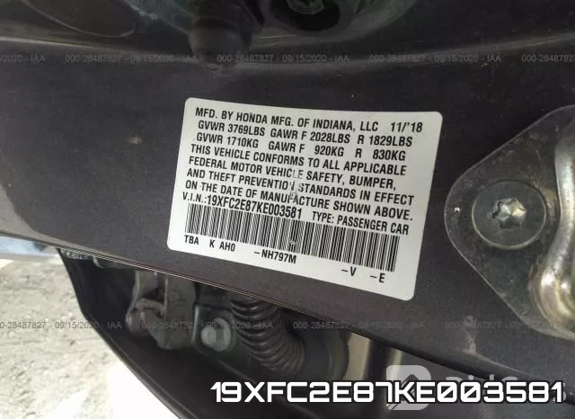 19XFC2E87KE003581 фото 10