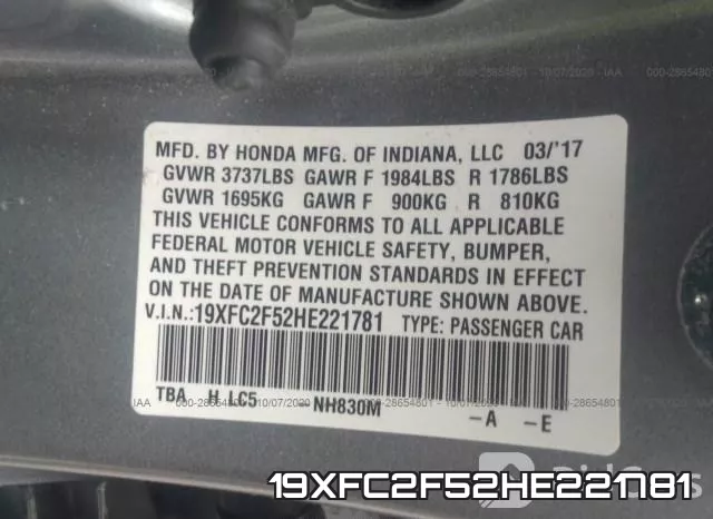 19XFC2F52HE221781 фото 10