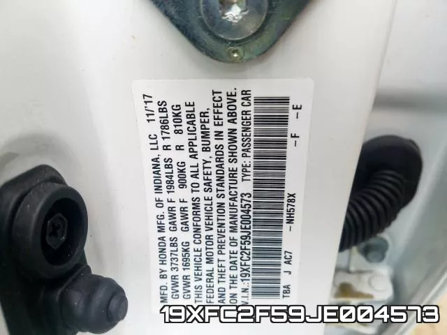 19XFC2F59JE004573 фото 2