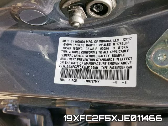 19XFC2F5XJE011466 фото 2